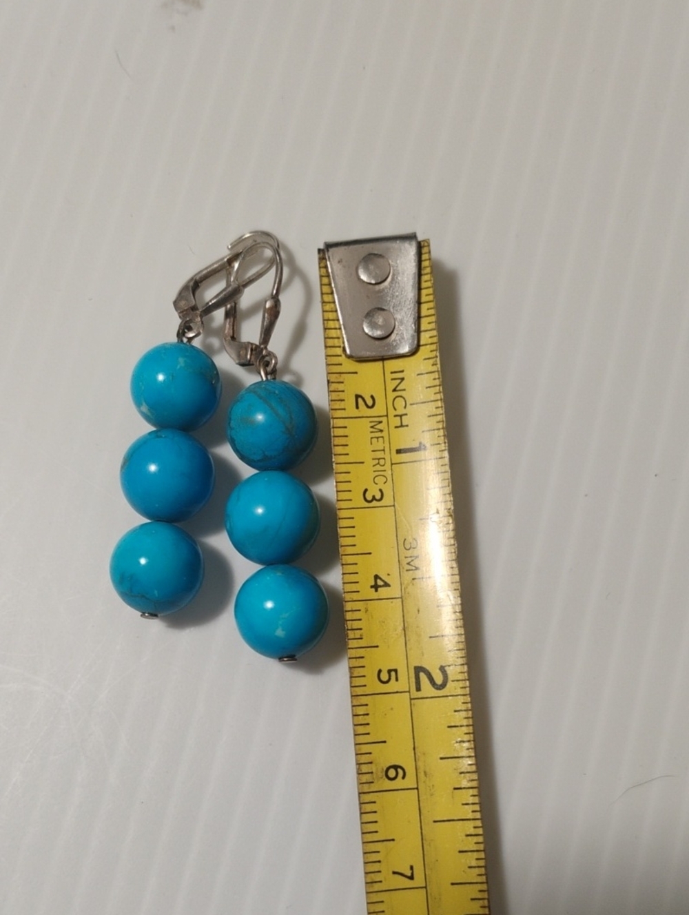 925 Genuine Turquoise Necklace & Earrings Jeweler Inspected 18" - Picture 4 of 7